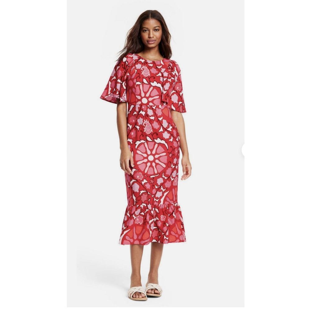 Rhode X Target Womens Midi Dress Size 17 Zinnia Floral Beach Resort Vacation